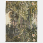 Botanische scène van zwanen in een Engelse tuin Fleece Deken (Voorkant)