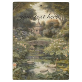 Botanische scène van zwanen in een Engelse tuin Klembord (Achterkant)