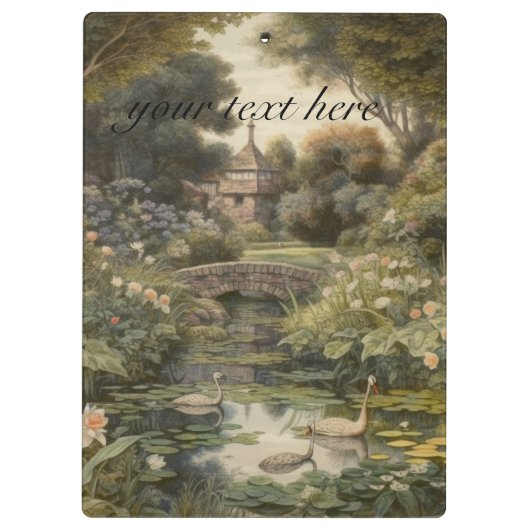 Botanische scène van zwanen in een Engelse tuin Klembord (Achterkant)
