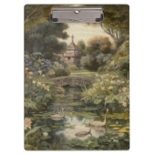 Botanische scène van zwanen in een Engelse tuin Klembord (Voorkant)