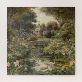 Botanische scène van zwanen in een Engelse tuin Legpuzzel