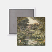 Botanische scène van zwanen in een Engelse tuin Magneet (Voorkant / Achterkant)