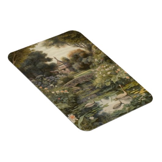 Botanische scène van zwanen in een Engelse tuin Magneet (Rechterzijde)