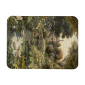 Botanische scène van zwanen in een Engelse tuin Magneet (Horizontaal)