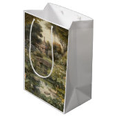 Botanische scène van zwanen in een Engelse tuin Medium Cadeauzakje (Achterkant Gekanteld)