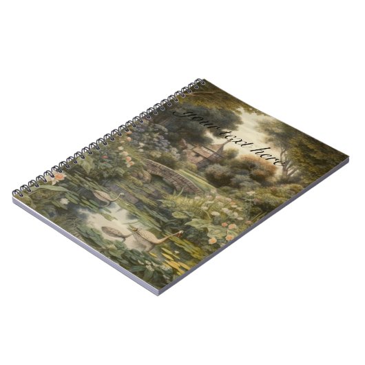 Botanische scène van zwanen in een Engelse tuin Notitieboek (Linkerzijde)