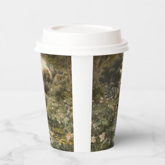 Botanische scène van zwanen in een Engelse tuin Papieren Bekers (Links)