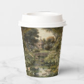 Botanische scène van zwanen in een Engelse tuin Papieren Bekers (Achterkant)