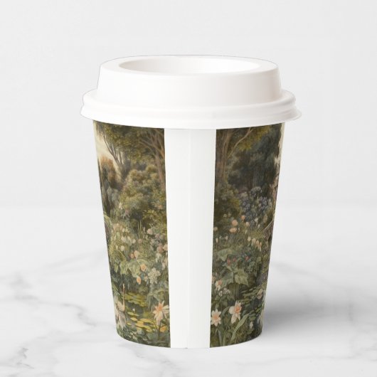 Botanische scène van zwanen in een Engelse tuin Papieren Bekers (Rechts)