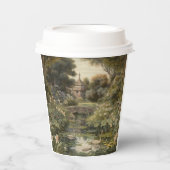 Botanische scène van zwanen in een Engelse tuin Papieren Bekers (Voorkant)