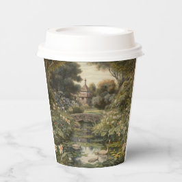 Botanische scène van zwanen in een Engelse tuin Papieren Bekers