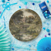 Botanische scène van zwanen in een Engelse tuin Papieren Bordje (Feest)