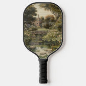Botanische scène van zwanen in een Engelse tuin Pickleball Paddle (Voorkant)