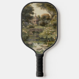 Botanische scène van zwanen in een Engelse tuin Pickleball Paddle