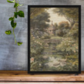 Botanische scène van zwanen in een Engelse tuin Poster