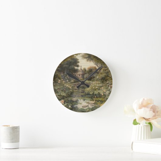 Botanische scène van zwanen in een Engelse tuin Ronde Klok (Huis)