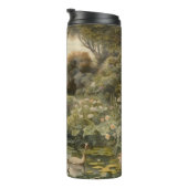 Botanische scène van zwanen in een Engelse tuin Thermosbeker (Geroteerd rechts)