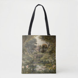 Botanische scène van zwanen in een Engelse tuin Tote Bag