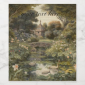 Botanische scène van zwanen in een Engelse tuin Wijn Etiket (Enkel label)