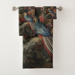  botanische scène vogelbloemen in het paradijs bad handdoek