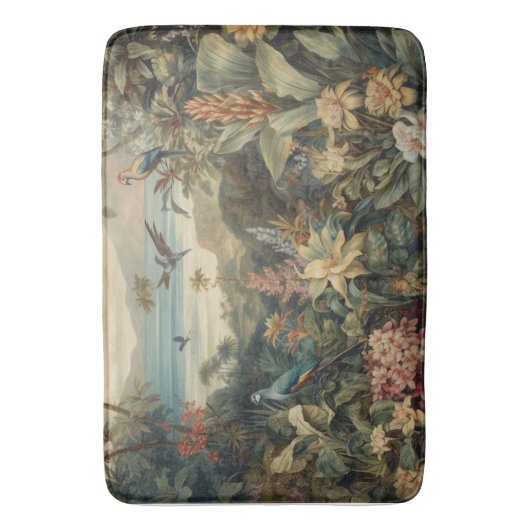  botanische scène vogelbloemen in het paradijs badmat (Voorkant Verticaal)