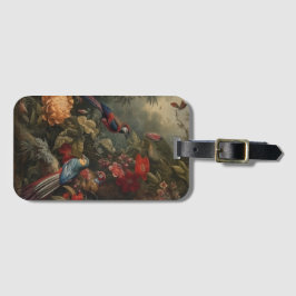  botanische scène vogelbloemen in het paradijs bagagelabel