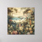  botanische scène vogelbloemen in het paradijs canvas afdruk (Voorkant)