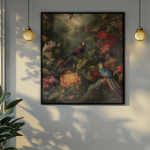  botanische scène vogelbloemen in het paradijs canvas afdruk