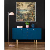 botanische scène vogelbloemen in het paradijs canvas afdruk