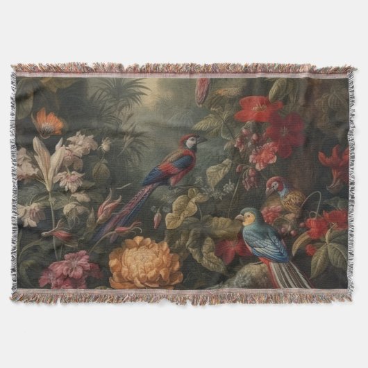  botanische scène vogelbloemen in het paradijs deken (Voorkant)