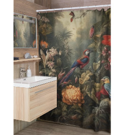  botanische scène vogelbloemen in het paradijs douchegordijn