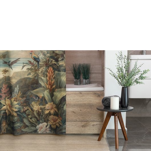  botanische scène vogelbloemen in het paradijs douchegordijn