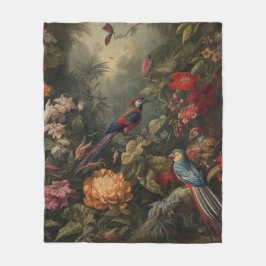  botanische scène vogelbloemen in het paradijs fleece deken