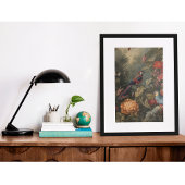 botanische scène vogelbloemen in het paradijs foto afdruk