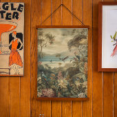  botanische scène vogelbloemen in het paradijs hangend wandkleed