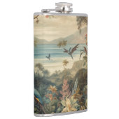  botanische scène vogelbloemen in het paradijs heupfles (Rechts)