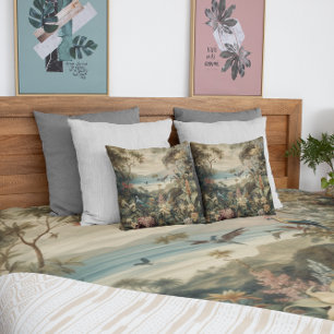  botanische scène vogelbloemen in het paradijs kussen