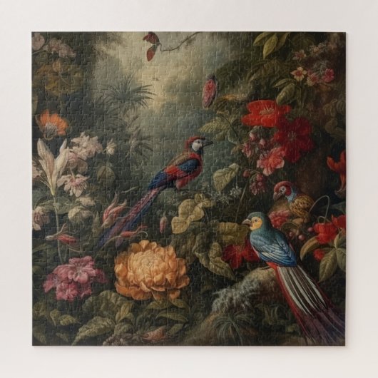 botanische scène vogelbloemen in het paradijs legpuzzel (Verticaal)
