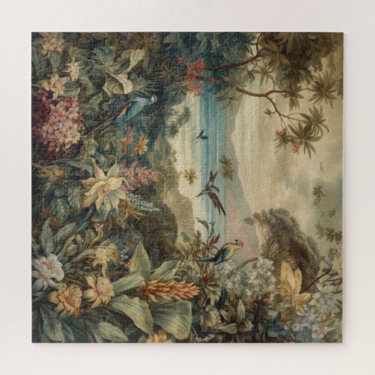  botanische scène vogelbloemen in het paradijs legpuzzel (Horizontaal)