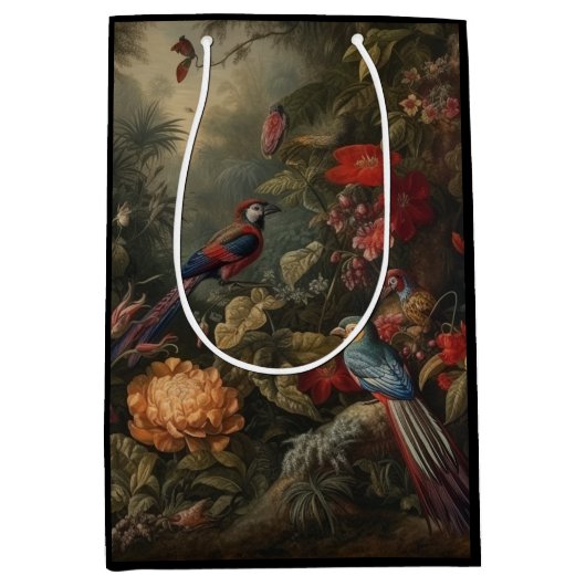  botanische scène vogelbloemen in het paradijs medium cadeauzakje (Voorkant)