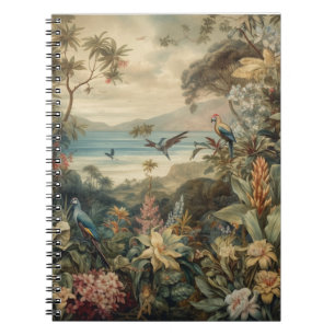 botanische scène vogelbloemen in het paradijs notitieboek