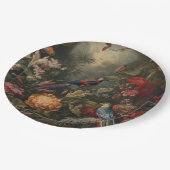 botanische scène vogelbloemen in het paradijs papieren bordje (Gekanteld)