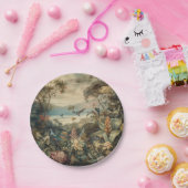 botanische scène vogelbloemen in het paradijs papieren bordje (Feest)