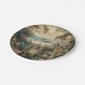 botanische scène vogelbloemen in het paradijs papieren bordje (Gekanteld)