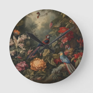 botanische scène vogelbloemen in het paradijs ronde klok