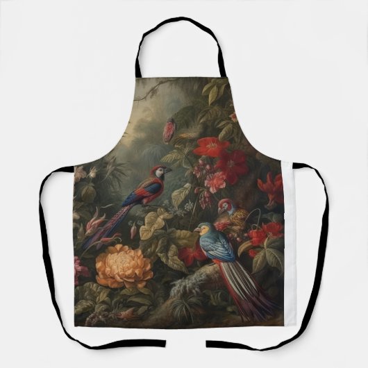  botanische scène vogelbloemen in het paradijs schort (Voorkant)
