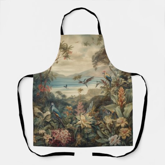 botanische scène vogelbloemen in het paradijs schort (Voorkant)
