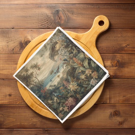 botanische scène vogelbloemen in het paradijs servet