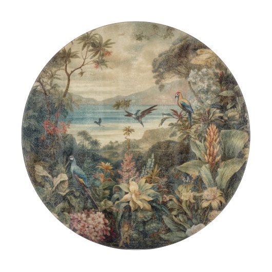  botanische scène vogelbloemen in het paradijs snijplank (Voorkant)