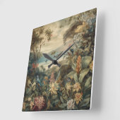  botanische scène vogelbloemen in het paradijs vierkante klok (Hoek)